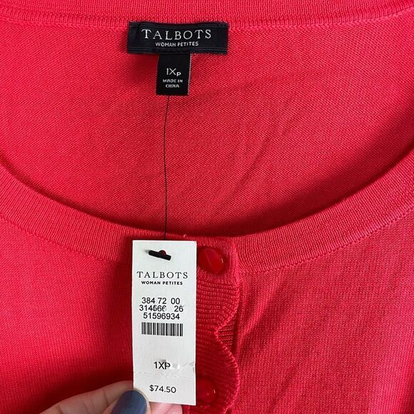 NWT Talbots Red Button Up Cardigan Sz 1 XP - Picture 5 of 5